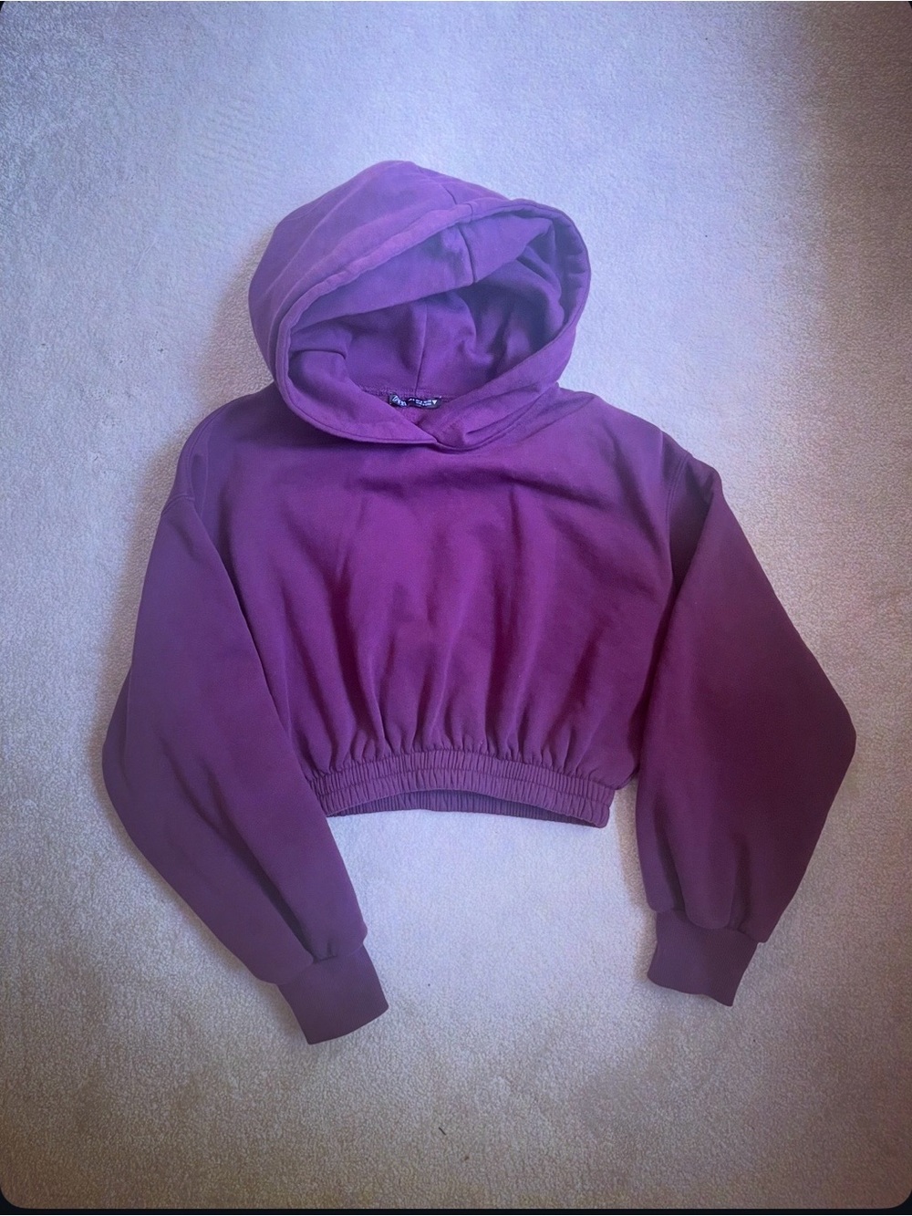 Plum-Colored Cropped Hoodie